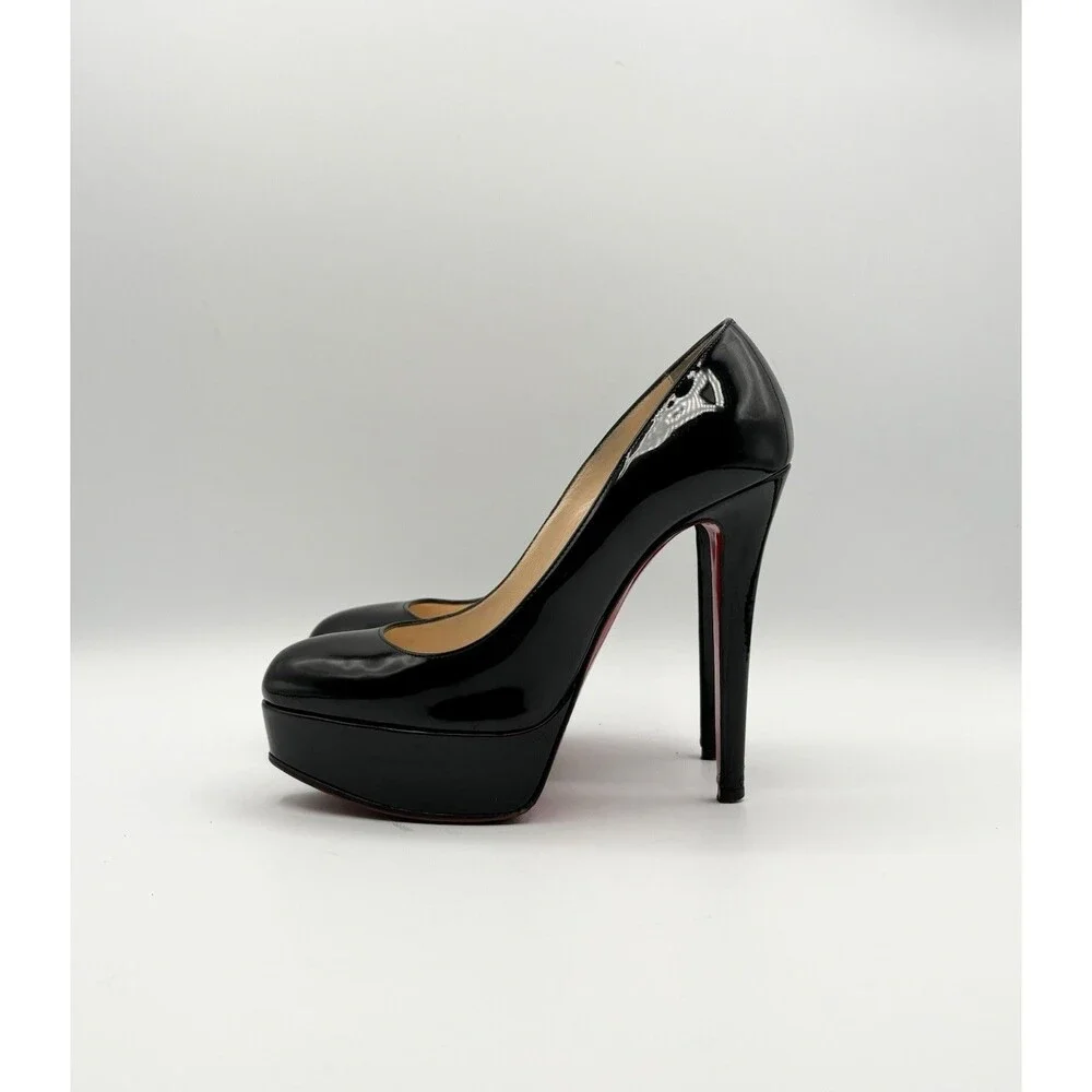 Christian Louboutin Bianca 140 Black Patent Leather Platform Heels Size EU 35
